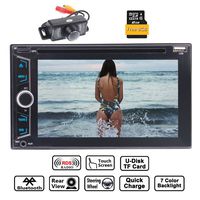 Double 2 Din GPS Car Radio Stereo with 6.2" Capacitive Touch Screen Support GPS Sat Navi DVD CD Player FM AM RDS Radio Bluetooth AUX USB Dual SD with 8GB Map Card +Rear Camera+Remote Control