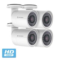 4-Pack Amcrest Full HD Bullet Outdoor Security Camera (Quadbrid 4-in1 HD-CVI/TVI/AHD/Analog), 2MP 1920x1080P, 98ft Night Vision, Metal Housing, 3.6mm Lens, 85° Viewing Angle, White (4PACK-AF-2MBC-36W)