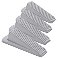 Home Premium Rubber Door Stopper - Multi Surface Door Stop Wedge with Heavy Duty Design - Flexible and Non Scratching Door Holder (4 Pack, Gray)