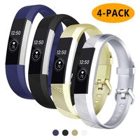 Welltin Bands Compatible with Fitbit Alta/Alta HR for Women and Men(4 Pack), Classic Soft Silicone Sport Strap Replacement Wristband for Fitbit Alta/Alta HR/Fitbit,Small Large