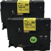 2PK Black on Yellow Label Tape Compatible for Brother TZ TZe 631 TZe-631 TZ-631 12mm P-Touch 8m ACD.auto