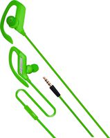 Coby Built-In Mic, Sweat Resistant, Tangle-Free Flat Cable Headphone, CVE-405-GRN, Green