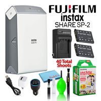 Fujifilm Instax Share Portable Smartphone Printer SP-2 (Silver) Creative Photo Printer Kit Deluxe Party Planner Bundle with (40) Instax Mini Films + Spare Battery and Charger + More