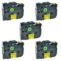 NineLeaf 5PK Laminated Compatible P-Touch Label Tape Replacement for Brother TZ-641 TZe-641 TZe641 (3/4" X 26.2', 18mm x 8m, Black on Yellow)