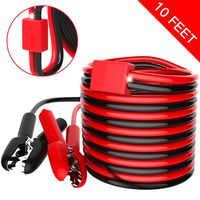 Booster Cable - YANTU 10 Feet 4 Gauge1200 A Heavy Duty Jumper Cables with Overvoltage Protector and LED Light, Stops Current and the LED Light off if Connected Wrong -Jumper Cables for Your Car