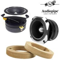 Audiopipe 1-Pair Titanium Super Bullet 1" Tweeters - 350W Max 4 Ohm with Custom MDF Tweeter Adapter Rings Spacers