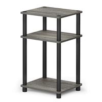 FURINNO Just 3-Tier End Table, 1-Pack, French Oak Grey/Black