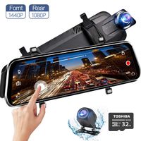 Mirror Dash Cam Backup Camera 10" Full HD Touch Screen Car Dash Camera Stream Media 170° 2K(25601440P) Rearview Front and Rear Dual Lens with Waterproof Reversing Camera Motion Detection Parking Mode