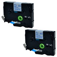 SuperInk 2 Pack Blue on White Laminated Label Tapes Compatible for Brother TZ-233 TZe-233 TZe233 P-Touch Printers 12mm 1/2Inch x 8m 26.2Feet