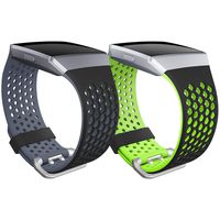 SKYLET for Fitbit Ionic Bands, 2 Pack Soft Silicone Breathable Replacement Wristband for Fitbit Ionic Smartwatch (No Tracker)[Black-Gray&Black-Green, Large]
