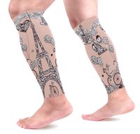 LEVEIS Paris Seamless Pattern Calf Compression Sleeves 1 Pair, Leg Performance Support for Shin Splint Calf Pain Relief Men & Women Guards Sleeves for Running Cycling