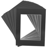 US Art Supply Art Mats Brand Premier Acid-Free Pre-Cut 8x10 Black Picture Mat Matte Face Frames. Includes a Pack of 25 White Core Bevel Cut Matte Frames for 5x7 Photos