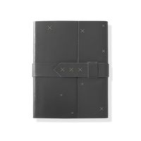 Fringe Soft Vegan Leather Cover with Tab Closure and Embroidered Design Journal, 240 Lined Pages, 5.6 x 7.25 Inches, Stitched Charcoal (867001)