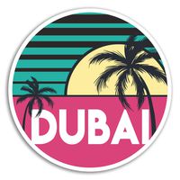 2 x 10cm Dubai Vinyl Stickers - UAE Cool Travel Sticker Laptop Luggage #18047 (10cm Wide)