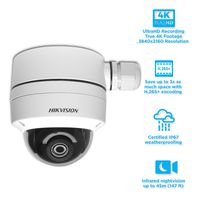 Hikvision DS-2CD2183G0-I 8.0MP 4K UltraHD Exir Dome Camera 2.8mm, IR, IP67 Weatherproof with Junction Mount