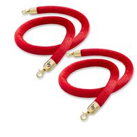 Jubilee Set of 2 Red Velvet Stanchion Rope for Crowd Control with Polished Gold Hooks
