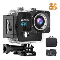 Sports Action Camera Waterproof DV 4K 20MP HD WiFi Underwater Camcorder EIS Wide Angle Lens with 2 Rechargeable Batteries and Mounting Accessories Kit