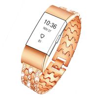 Kaleidoc Bands Compatible Charge 2 - Metal Accessories Replacement Bling Wristband with Rhinestone Bracelet Compatible Charge 2 Bands Women Men/Large Small/Silver Black