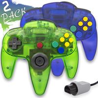 Wired Controller for Nintendo 64 N64 Console, Upgraded Joystick Classic Video Game Gamepad (Clear Green and Clear Blue)