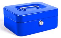Jssmst Locking Medium Steel Cash Box with Money Tray,Lock Box,Blue