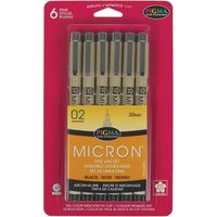 Sakura Pigma 50036 Micron Blister Card Ink Pen Set, Black, 02 6CT
