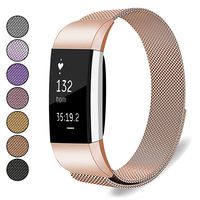 Mosonoi Compatiable with Fitbit Charge 2 Bands, Adjustable Metal Straps Replacement Bands Charge 2 Accessories Fit for Fitbit Charge 2 Smartwatch Women Men(Large, Copper Gold)