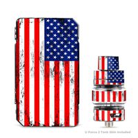 IT'S A SKIN Decal Vinyl Wrap for VooPoo Drag 2 V2 & UForce T2 Tank Vape Sticker Sleeve/American Flag Distressed red White Blue