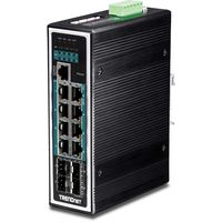TRENDnet 12-Port Hardened Industrial Gigabit PoE+ Layer 2+ Managed DIN-Rail Switch, TI-PG1284i, 240 W Power Budget, Hardened IP30 Network Ethernet Gigabit PoE+ Switch, Lifetime Protection