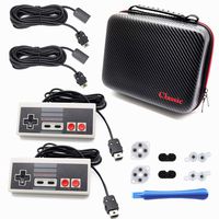 Roobeeo NES Classic Controller 7 in 1 NES Classic Controller for Nintendo Classic Mini Edition with 2 Set Conductive Adhesive Pads Replacement 2 10ft NES Classic Extension Cable and 1 Carrying Bag