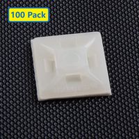 Self Adhesive Cable Tie Mounts - 3M Strongly Adhesive-Backed Zip Tie Base Holders for Home, Office Cable Wire Management(21mm x 21mm, White, 100pack)