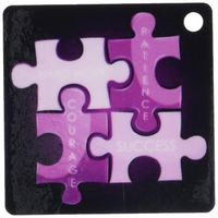 3dRose Four Puzzle Pieces In Purple With The Words Hard Work, Patience, Courage, and Success - Key Chains, 2.25 x 4.5 inches, set of 2 (kc_159126_1)