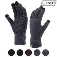 Winter Touchscreen Gloves for Men & Women 3 Fingers Dual-layer Touch Screen Warm Lined Anti-Slip Knit Texting Glove 2 Size