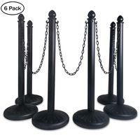 SHAREWIN Crowd Control Black Plastic Stanchion Set Barrier with 5PCS 40" Link Chain and C-Hooks (6PCS Black)