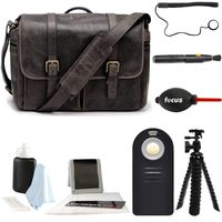 ONA Handcrafted Leather Brixton Camera Messenger Bag, Dark Truffle & Photographer's Accessory Kit