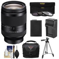 Sony Alpha E-Mount FE 24-240mm f/3.5-6.3 OSS Zoom Lens + 3 UV/CPL/ND8 Filters + Battery + Charger + Case + Tripod Kit for A7, A7R, A7S Mark II III Cameras