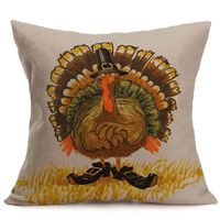 Elogoog Happy Fall Thanksgiving Vintage Pillowcase Soft Linen Pillow Cover Home Decor 18 x 18 Inches Turkey Printing Cushion Case Family Prom Celebration (18 x 18 Inches, E)