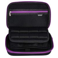 Soyan Carrying Case for Nintendo New 3DS XL and 2DS XL, with 16 Game Card Holders, Fits Wall Charger (Purple Zippers)