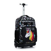 Tilami Rolling Backpack 18 inch Wheeled Laptop Backpack Waterproof School College Student Travel Trip Boys and Girls, Unicorn Cute