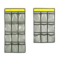 NIMES Hanging Closet Underwear Sock Storage Over The Door Jewelry Organizer 36 Clear Pockets (GREY-12 & 9 Pockets Pack)