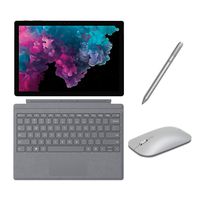 Microsoft Surface Pro 6 2 in 1 PC Tablet 12.3" (2736x1824) Touchscreen, i5-8250U, 8GB RAM, 128GB SSD w/Type Cover, Mobile Mouse, Surface Pen, Backlit, Webcam, Fanless, Win 10 - Platinum (Renewed)