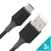 360 Electrical 360646 Infuse 3ft Premium Charging Cable with USB-C to USB-A Connectors - Gray