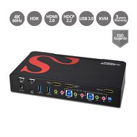 SIIG 2-Port HDMI 2.0 4K HDR KVM Switch Smart Console with USB 3.0 Multi-Media (CE-H25511-S1)