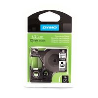 DYMOamp;reg; D1 Permanent High-Performance Polyester Label Tape, 1/2in x 18ft, Black on White