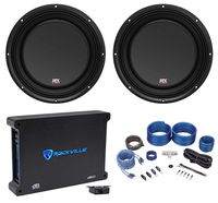(2) MTX 3510-04S 10" 1200 Watt Shallow Slim Subwoofers Subs+Amplifier+Amp Kit