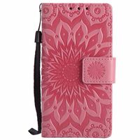 Xperia Z5 Compact Case, Xperia Z5 Mini Case, Dfly-US Premium PU Leather Embossed Mandala Design with Stand Function Card Slots Flip Slim Fit Wallet Cover for Sony Z5 Compact / Z5 Mini, Pink