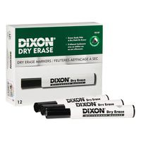 DIXON Dry Erase Markers, Wedge Tip, Black, 12-Pack (92107)