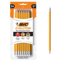 BIC Evolution Cased Pencil, #2 Lead, Yellow Barrel, 24-Count