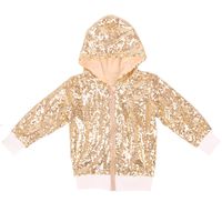 Cilucu Kids Jackets Girls Boys Sequin Zipper Coat Jacket for Toddler Birthday Christmas Clothes Hoodie DK Gold 5-6years
