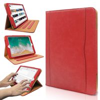iPad 9.7 2017/2018 case - Leather Multiple Card Pocket Stand Case with Auto Sleep/Wake Up Viewing Angles Stand Folio Design for Apple iPad 9.7 inch 2017/2018 Air/Air 2 - Red