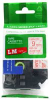 LM Tapes - Premium 3/8" Red Print on Clear Label (9mm 0.35 Laminated) Compatible with P-Touch TZe-122 Tape and Comes with Great Tape Color/Size Guide for Easy reordering.